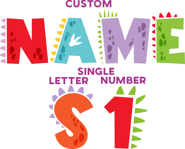(244-06-B) Dinosaur Letters Custom Name Text