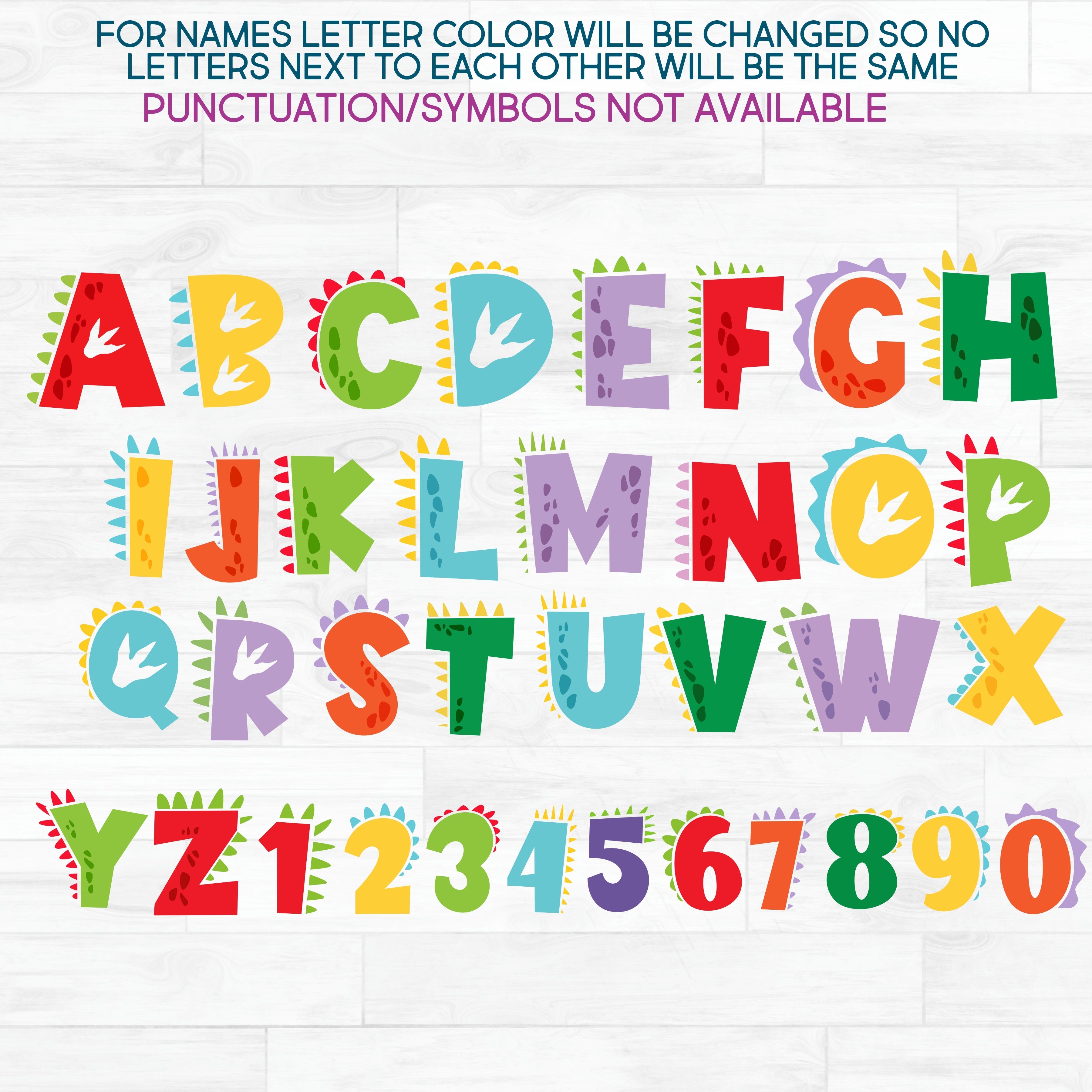 (s244-6B) Dinosaur Letters Custom Name Text