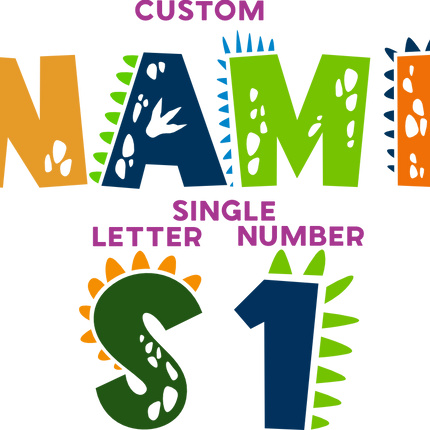 (244-06-C) Dinosaur Letters Custom Name Text