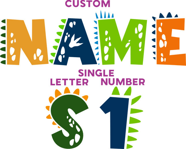 (244-06-C) Dinosaur Letters Custom Name Text