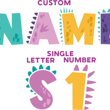 (244-06-D) Dinosaur Letters Custom Name Text