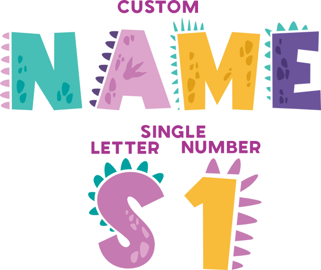 (244-06-D) Dinosaur Letters Custom Name Text