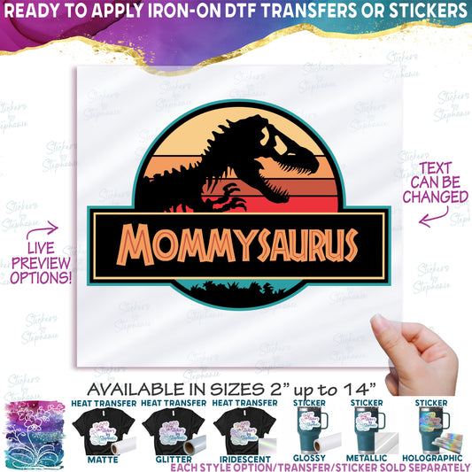 (s244-C14) Retro Family Dinosaur Custom Text