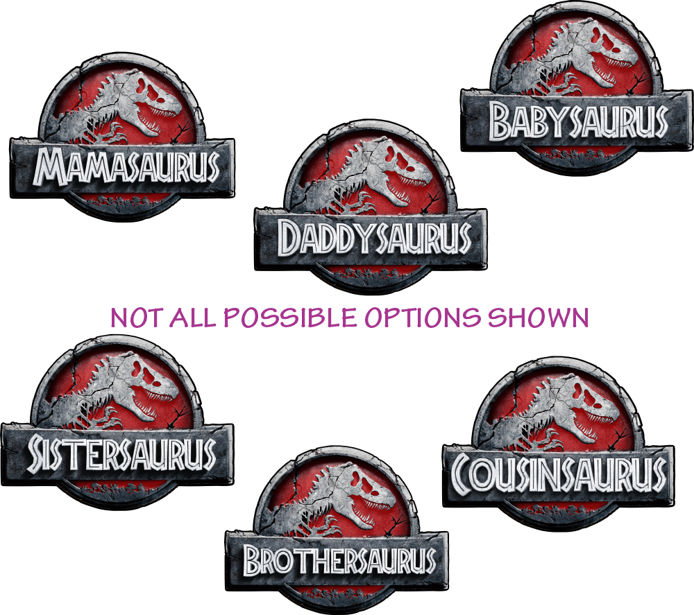 (s244-C15-2) Red Stone Jurassic Family Dinosaur Collection Custom Text