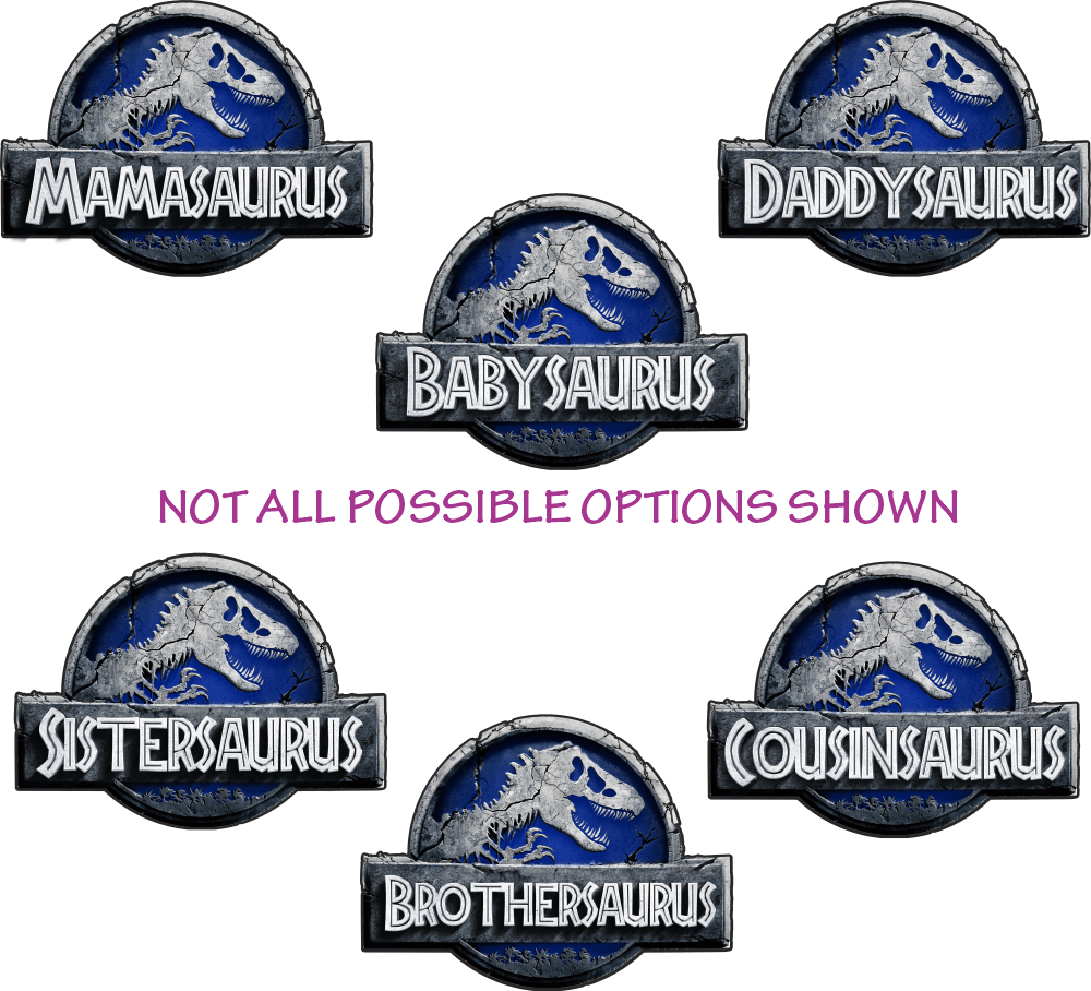 (s244-C15-4) Blue Stone Jurassic Family Dinosaur Collection Custom Text
