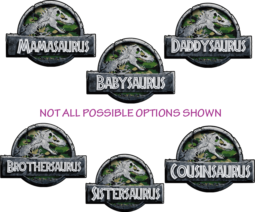 (s244-C15-5) Camo Stone Jurassic Family Dinosaur Collection Custom Text