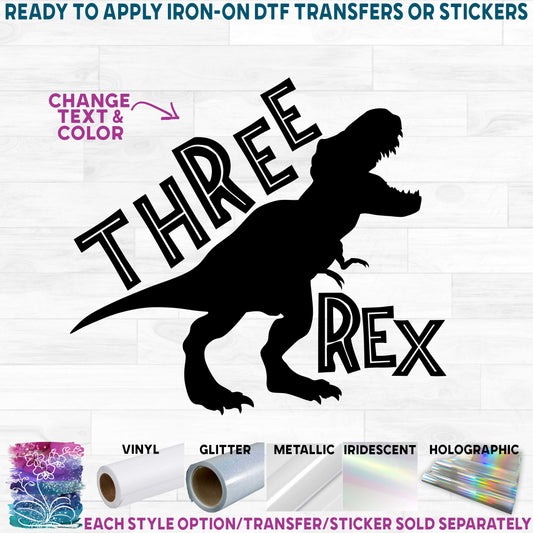 (s244-C9) Tyrannosaurus Rex T-Rex Custom Name Text Age