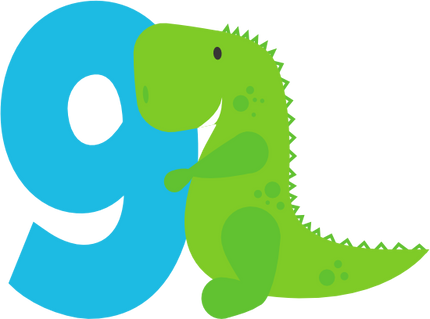 (244-05-E) Cute Green Baby Dinosaur Age Number