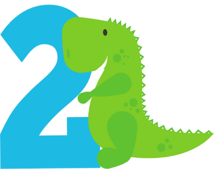 (244-05-E) Cute Green Baby Dinosaur Age Number