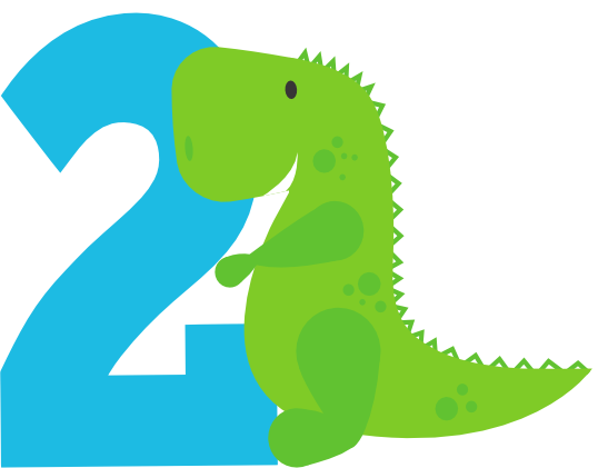 (244-05-E) Cute Green Baby Dinosaur Age Number