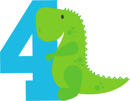 (244-05-E) Cute Green Baby Dinosaur Age Number