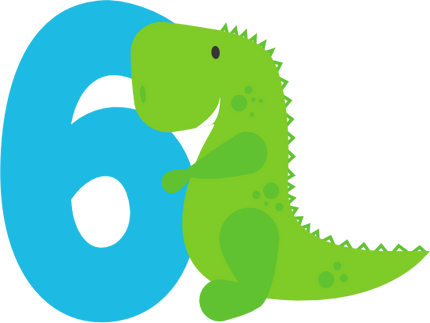 (244-05-E) Cute Green Baby Dinosaur Age Number