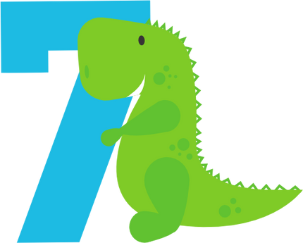 (244-05-E) Cute Green Baby Dinosaur Age Number