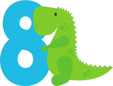 (244-05-E) Cute Green Baby Dinosaur Age Number