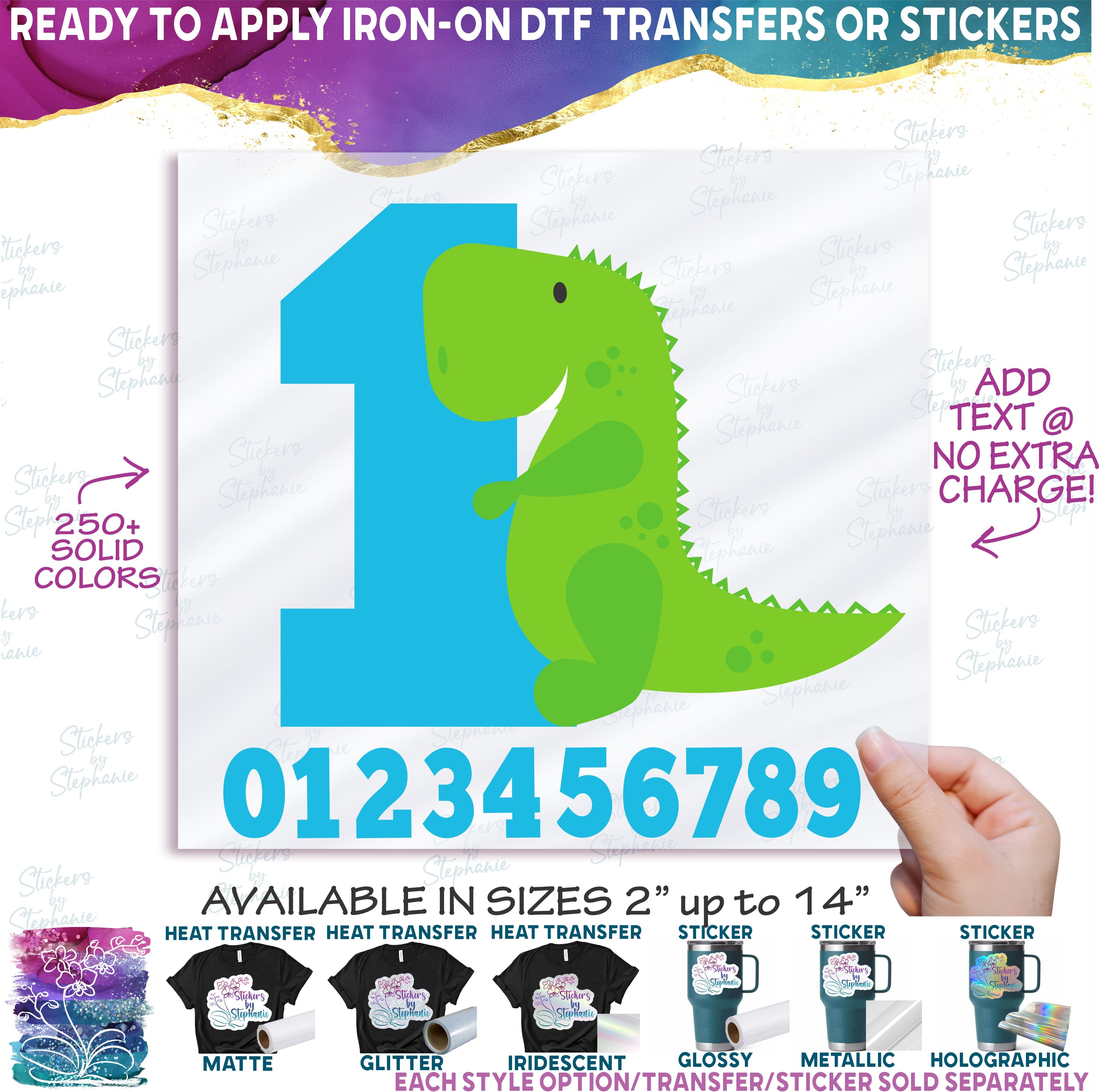 (s244-5) Cute Green Baby Dinosaur Age Number