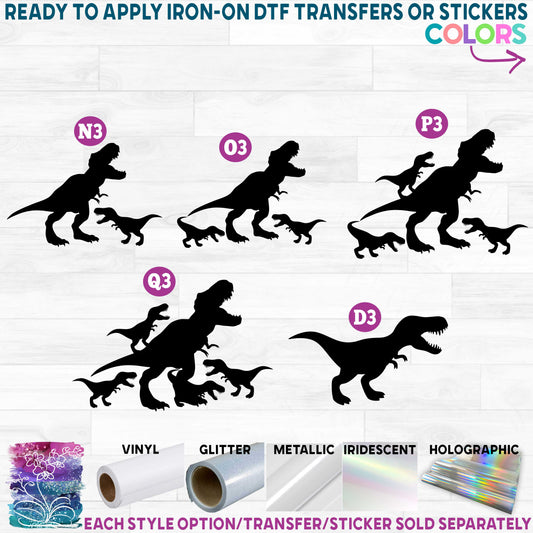 (s244-1) T-Rex Adult 1, 2, 3 or 4 Baby Dinos Babies Printed Heat Transfer or Sticker