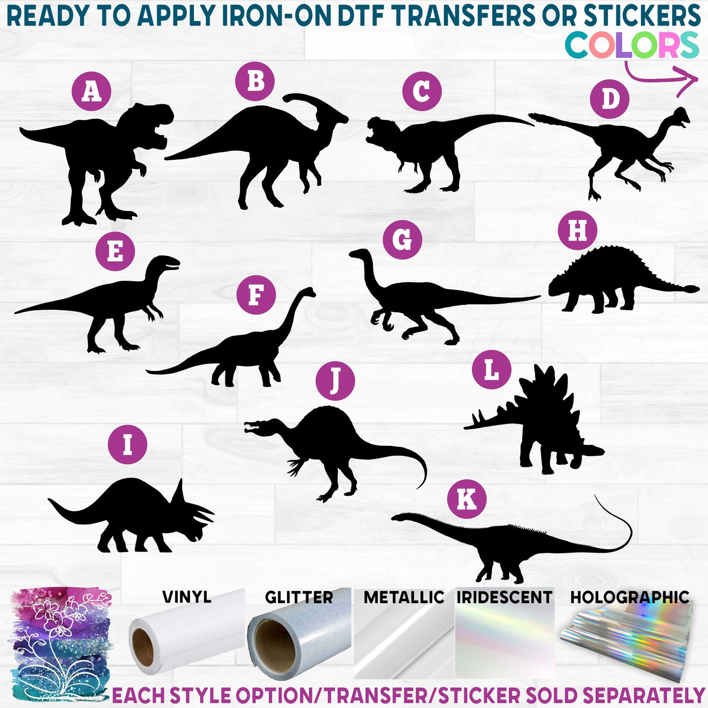 (s244-1) Dinosaurs Dinosaur d Printed Heat Transfer or Sticker