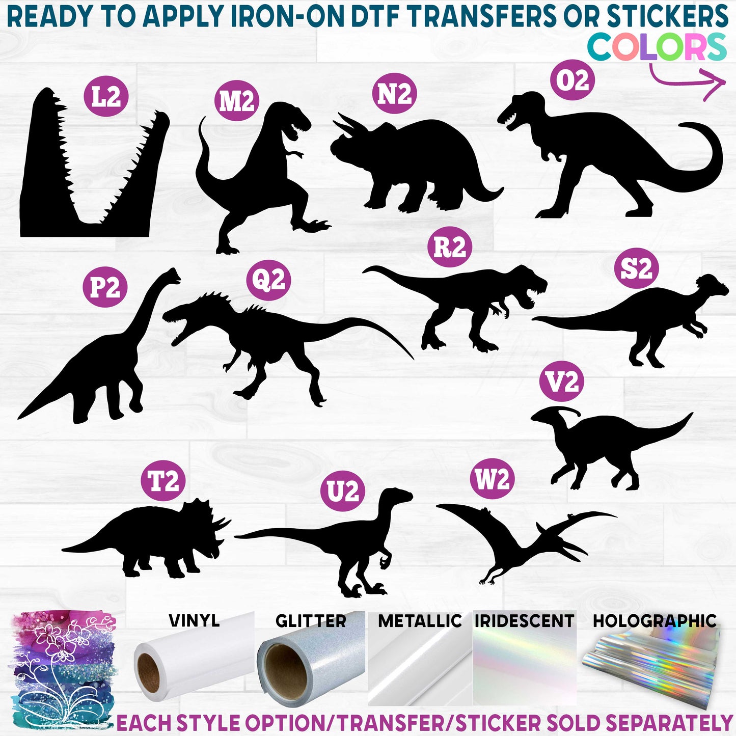 (s244-1) Dinosaurs Dinosaur d Printed Heat Transfer or Sticker