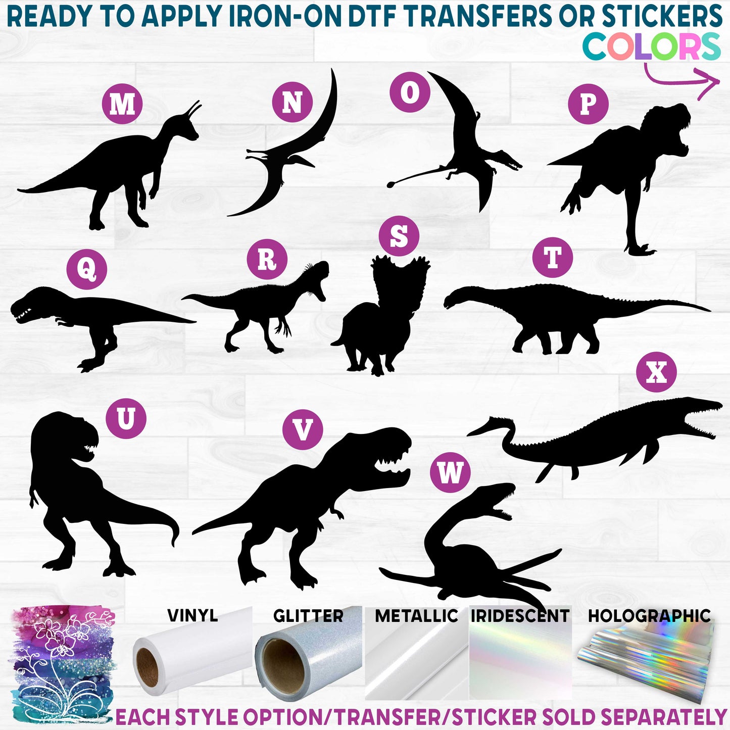 (s244-1) Dinosaurs Dinosaur f Printed Heat Transfer or Sticker