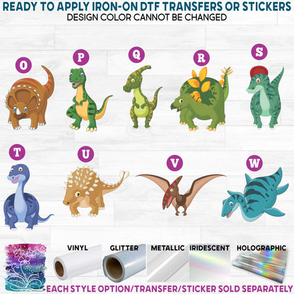 (s244-3) Cartoon Animals Dinosaurs Dino Printed Heat Transfer or Sticker