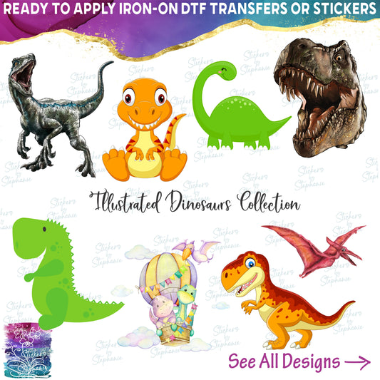 (s244) Watercolor Illustrated Cartoon Dinosaur Collection 93 Style Options