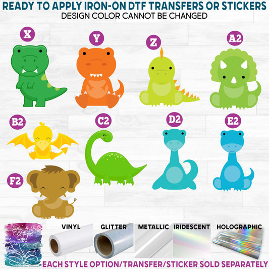 (s244-3) Cute Baby Dinos Dinosaur Dinosaurs Printed Heat Transfer or Sticker