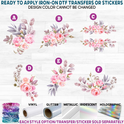 (s246) Paris Blush Pink Floral Flowers Watercolor Printed Heat Transfer or Sticker