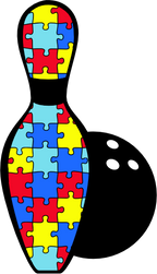 (s248-1-L) Autism Puzzle Bowling Ball Pin Pins