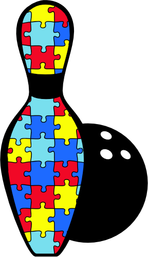 (s248-1-L) Autism Puzzle Bowling Ball Pin Pins