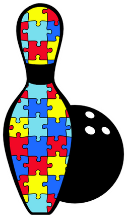 (s248-1-L) Autism Puzzle Bowling Ball Pin Pins