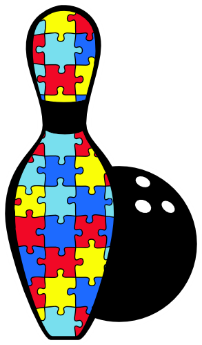 (s248-1-L) Autism Puzzle Bowling Ball Pin Pins