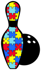 (s248-1-L) Autism Puzzle Bowling Ball Pin Pins