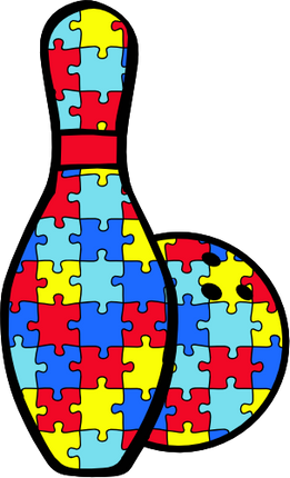(s248-1-N) Autism Puzzle Bowling Ball Pin Pins