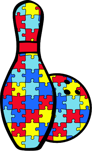 (s248-1-N) Autism Puzzle Bowling Ball Pin Pins