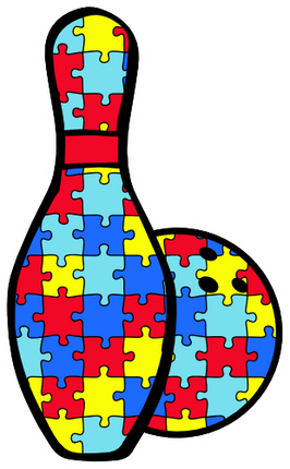 (s248-1-N) Autism Puzzle Bowling Ball Pin Pins