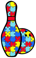 (s248-1-N) Autism Puzzle Bowling Ball Pin Pins
