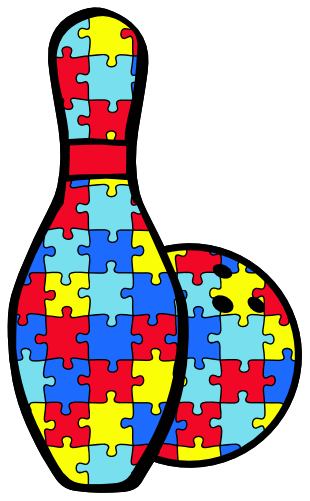 (s248-1-N) Autism Puzzle Bowling Ball Pin Pins
