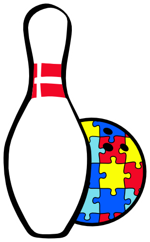 (s248-1-O) Autism Puzzle Bowling Ball Pin Pins