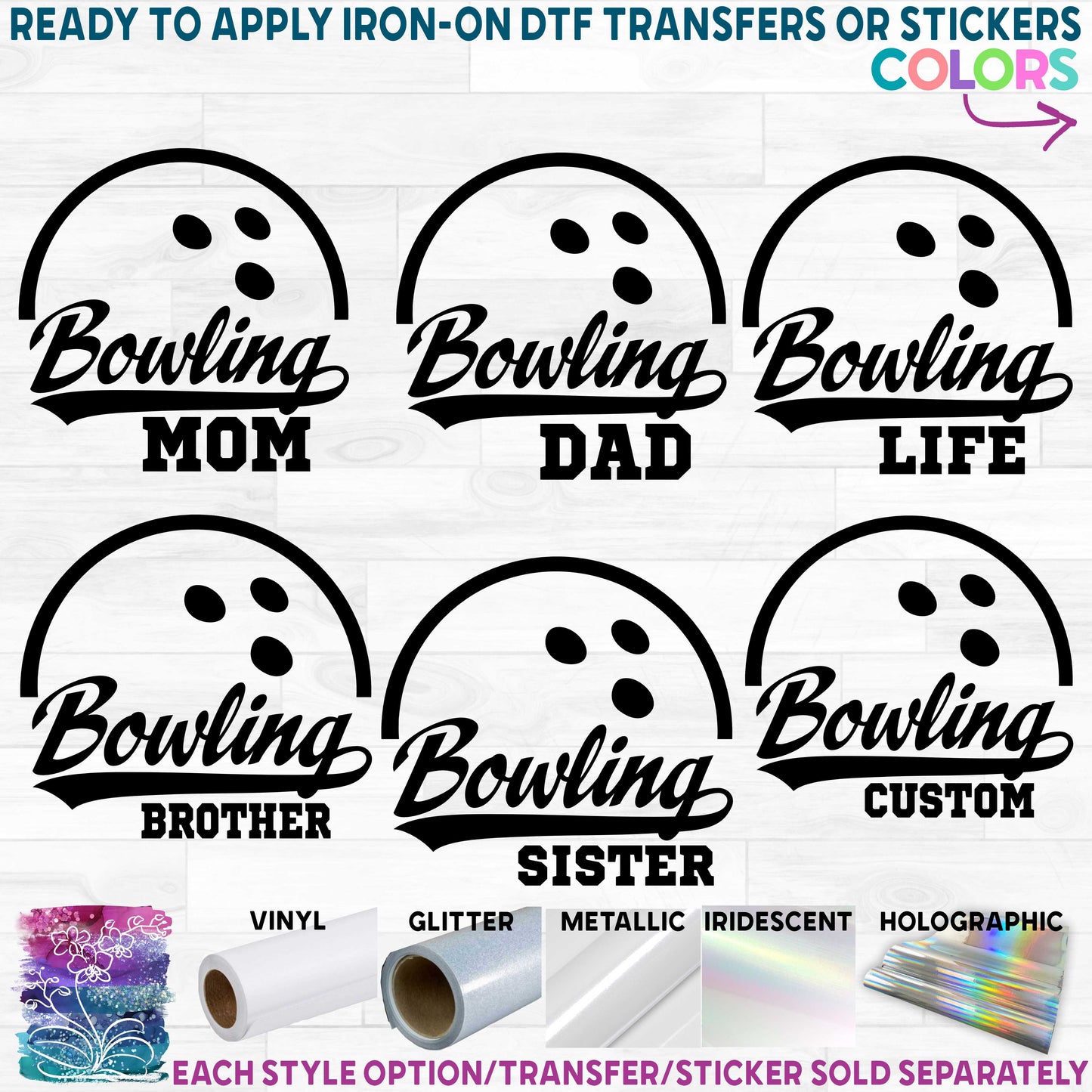 (s248-6A) Bowling Family Mom Printed Heat Transfer or Sticker