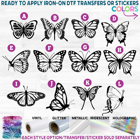 (s024-3) Butterflies Butterfly Printed Heat Transfer or Sticker