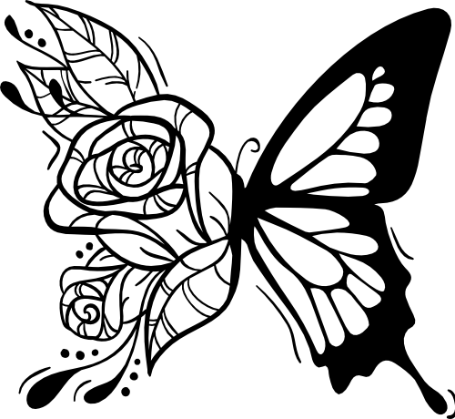 (s024-3-U) Flower Floral Butterflies Butterfly