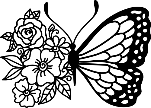 (s024-3-V) Flower Floral Butterflies Butterfly