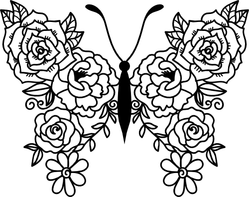 (s024-3-X) Flower Floral Butterflies Butterfly