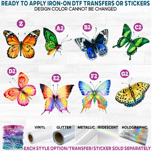 (s024-5) Watercolor Butterfly Butterflies Monarch Moth b Printed Heat Transfer or Sticker