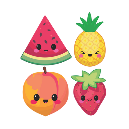 (s253-G1) Set of 4 Kawaii Fruit Watermelon Pineapple Peach Strawberry
