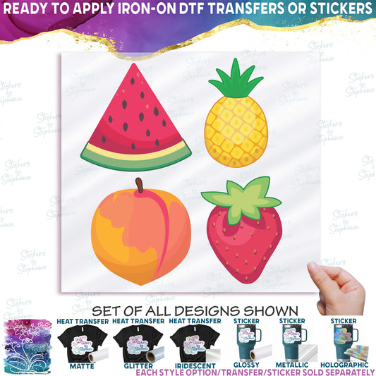 (s253-G4) Set of 4 Fruit Watermelon Pineapple Peach Strawberry