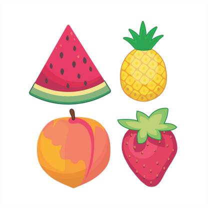 (s253-G4) Set of 4 Fruit Watermelon Pineapple Peach Strawberry
