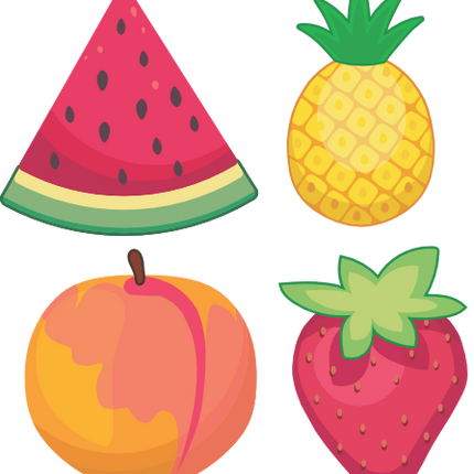 (s253-G4) Set of 4 Fruit Watermelon Pineapple Peach Strawberry