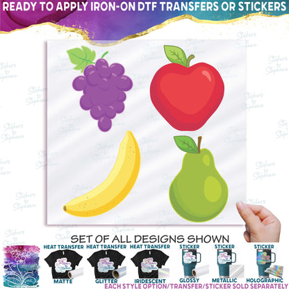 (s253-G5) Set of 4 Fruit Grapes Apple Banana Pear