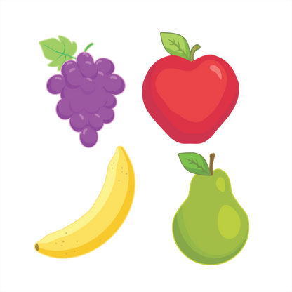 (s253-G5) Set of 4 Fruit Grapes Apple Banana Pear